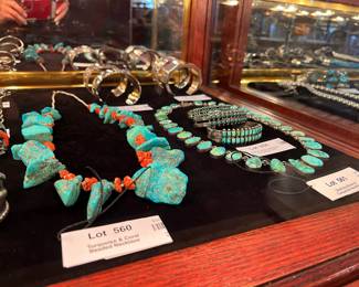 Native American Turquoise & sterling silver jewelry - cuffs and squash blossoms