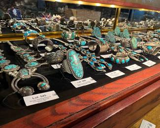 Native American Turquoise jewelry - cuffs and squash blossoms