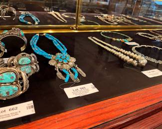 Native American Turquoise & sterling silver jewelry - cuffs and squash blossoms