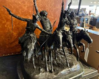After Frederic Remington, "Comin' Thru the Rye", bronze recast sculpture