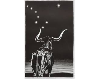 Tom Lea, "Old Blue", lithograph on paper
