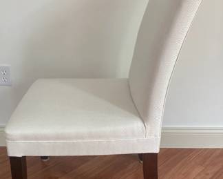  8 Cream Jordan’s custom “Parson” dining Chairs