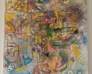 Faye Moore Stretched Abstract Painting 40 inch x 30 inch