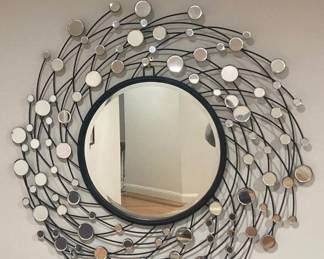 Modern sunburst glass Mirror - 36 Inch diameter