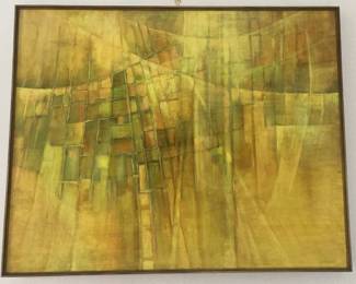 Gold Henry Bahm (American - Massachusetts, 1920 - 2018) Framed Oil on canvas signed lower right corner. Overall 49 inch x 61 inch 