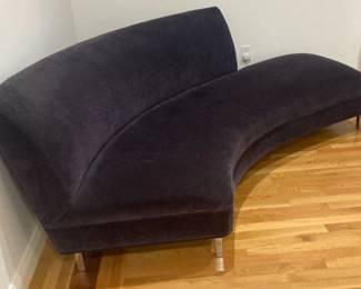 (2) Purple velvet Mitchell Gold + Bob Williams 2-part cloud sectional sofas