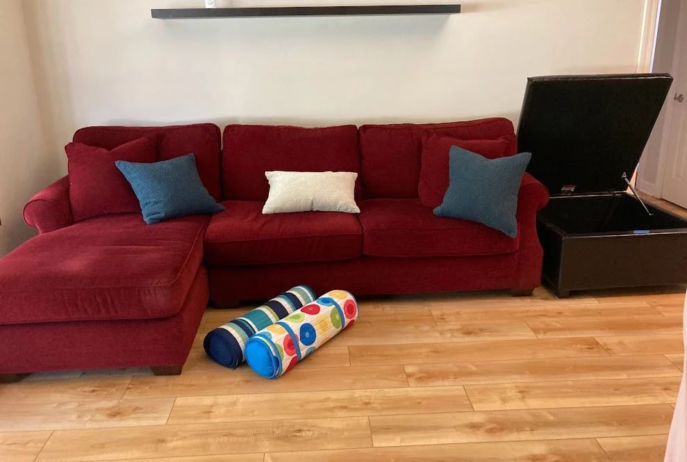 Sectional (Sold w/Chair) and a Brown Storage Ottoman Sold Seperately