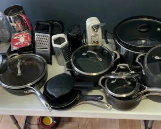 Calphalon Pans, Cuisinart, Cast Iron Frying Pan and Crockpot