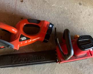 Black and Decker Hedge Trimmer, Homelite Chain Saw both Electric