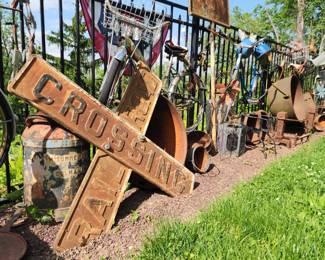 Cast iron crossbuck railroad 