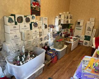 Dept 56 Christmas Village and holiday decorations