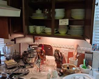 VINTAGE SUNBEAM MIXER, DISHES