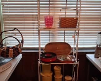 BAKERS RACK AND 50'S CANNISTER SET