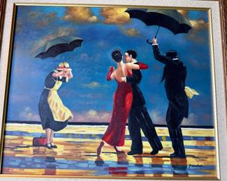 Oil painting by Frankel depicting Jack Vettriano's "The Singing Butler"