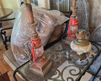 Vintage train lantern lamps