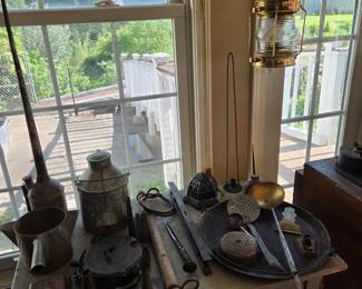  galvanized antiques and wrought iron 