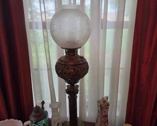 Electrified Victorian oil lamp