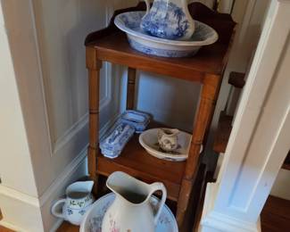 Antique wash stand and wash bowl and pitcher