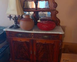 Antique marble top sideboard late 19th century 