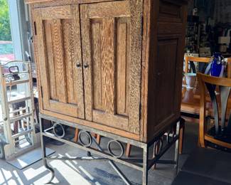 Custom antique and iron cabinet