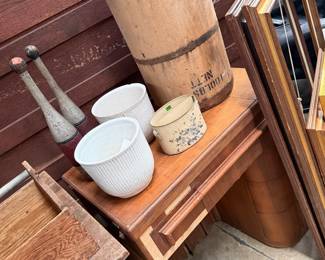 Vintage pottery and vintage wooden pins
