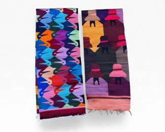 12 PairofColorfulWoolWovenTableRunnersBirdFigureMotifs