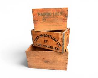 122 VintageWoodenAdvertisingCrates7UPRainboLogsBlueApples