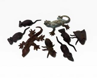 13 AssortedCastIronAnimalFiguresLizardsRatsBugs