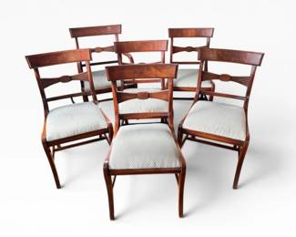 111 Setof7AntiqueMahoganyDiningChairswUpholsteredSeats