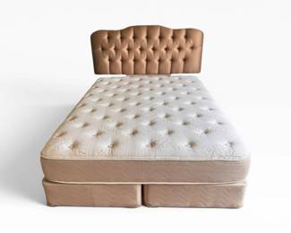 64 FullSizeBedwBambooMattressSatinTuftedHeadboardMetalFrame