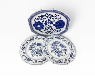62 VintageBlueDanubePorcelainWallPlatesLotusPlatter