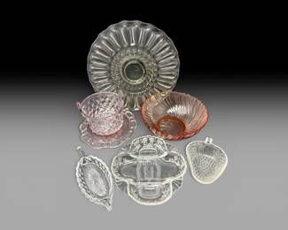 108 VintageElegantGlassPressedGlassServingPieces