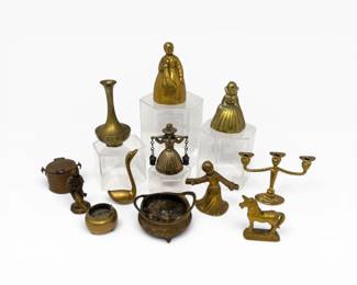 61 AssortedVintageBrassFigurinesBellsMiniatureDecor