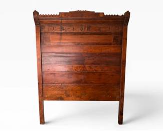105 AntiqueCarvedFullSizeWoodHeadboardwHandDecoratedDetails