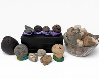 40 NaturalFaceHeartShapedRocksRakuStyleFaceSpiritRattleSet