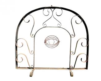 130 VintageArchedWroughtIronScrollworkGardenTrellis