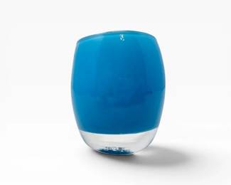 8 GlassyBabyBlueHandBlownGlassCandleHolder