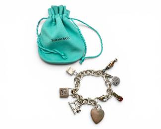 144 TiffanyCoSterlingCharmBraceletwAssortedCharms565g