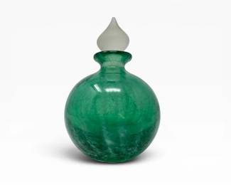 58 HandBlownGreenArtGlassPerfumeBottlewFrostedStopper