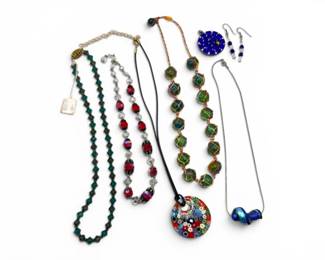 4 ArtGlassCrystalJewelryAssortmentwMillefioriPendants