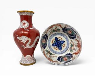 36 AsianDragonVaseImariStylePorcelainBowl