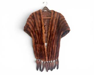 141 VintageFurStoleShawlWrapwTasselTrimLinedInterior