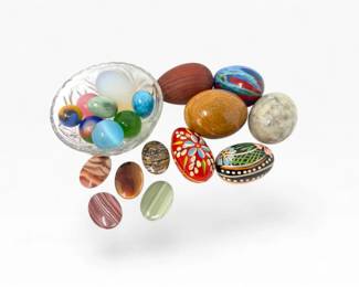 88 DecorativeStoneWoodEggsAgateCabochonsVintageMarbles
