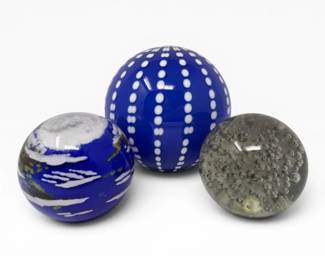 42 ArtGlassPaperweightsBlueBlownGlassFloatBall