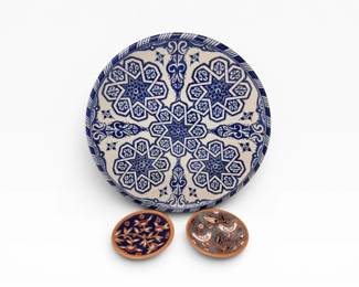 48 LargeBlueWhitePotteryWallPlatewGreekHandmadePlates