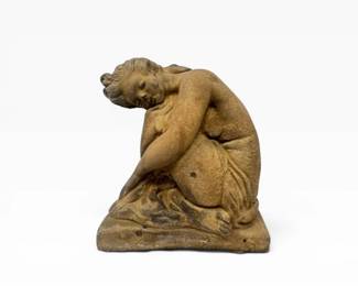 7 VintageCementSeatedWomanStatueFigure