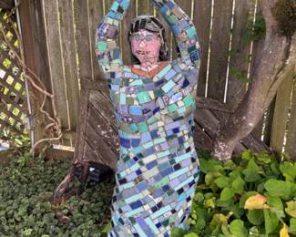 132 LargeMosaicGardenWomanSculpturebyTimFowler