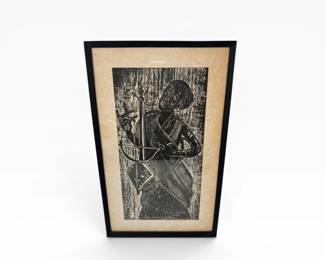 35 VintageTuluGuya1969FramedEthiopianMusicianPrint