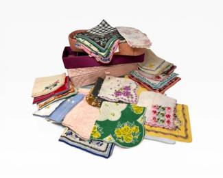 44 VintageHandkerchiefCollectionSewingOrganizersLargeAssortment