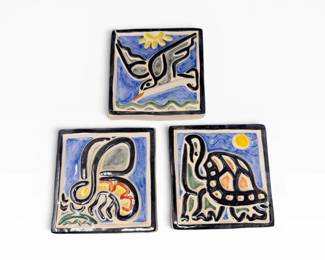 114 Setof3ShearwaterPotteryAnimalWallTiles